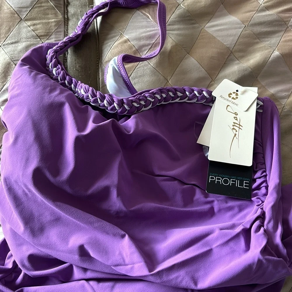 Gottex Women's Standard Kundala Shoulder Ruffle One Piece,Warm Purple